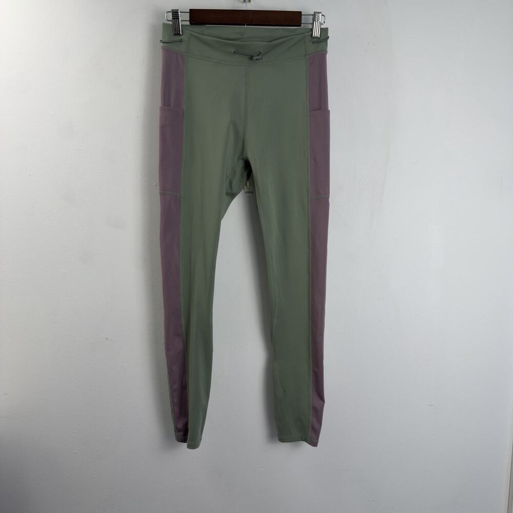 Fabletics Motion 365+ High Waisted Bungee Legging Green Purple w/ Pockets